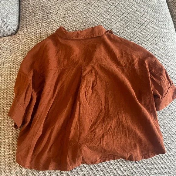 Zara Rust Button-Down Shirt - Picture 3 of 3